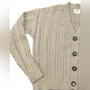 Cyrus Women’s Cable Knit Cropped Beige Preppy Academia Cardigan Size Small